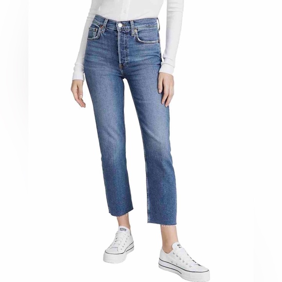 REDONE High Rise Ankle Crop Women’s Blue Jeans Size 26 - Picture 1 of 16